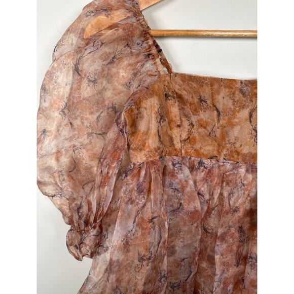 Sofie the Label Babydoll Dress Puff Sheer Sleeve Size Small Mini Fairy Whimsy - Picture 2 of 8